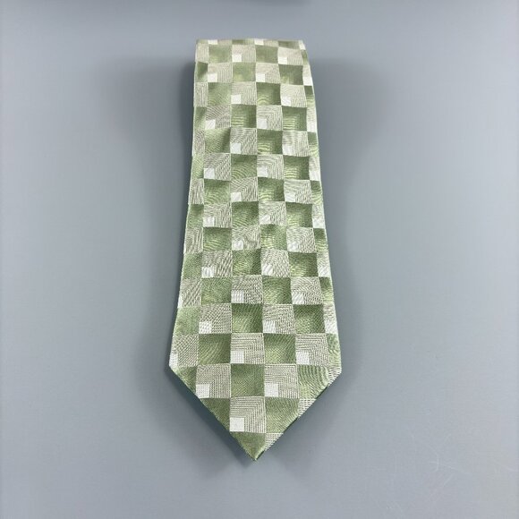 Joseph & Feiss International Green / Cream Geometric Men's Tie 4" x 61" - Picture 1 of 3